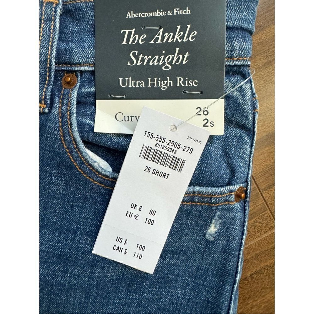 Abercrombie & Fitch 26 Short Curve Love The Ankle Straight Ultra High Rise distr - Picture 8 of 9